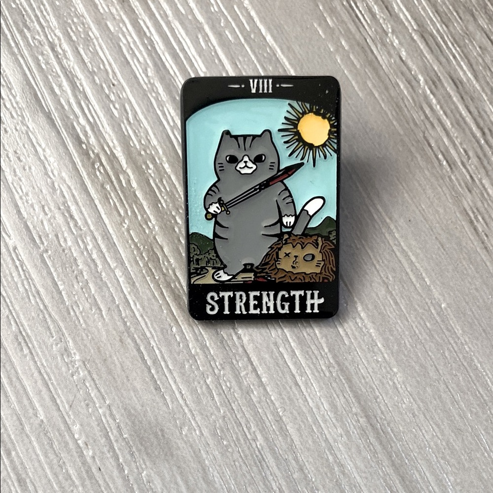 Strength Tarot Cat Enamel Pin